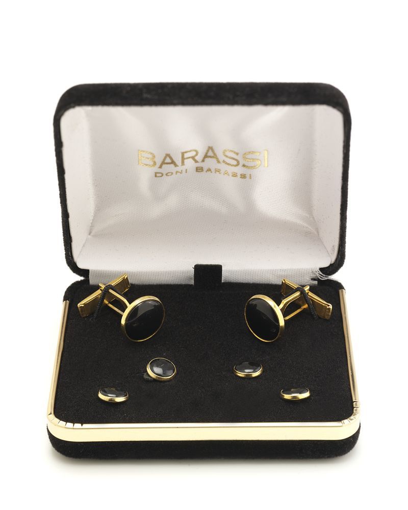 Doni Barassi Black on Gold Studs and Cufflinks
